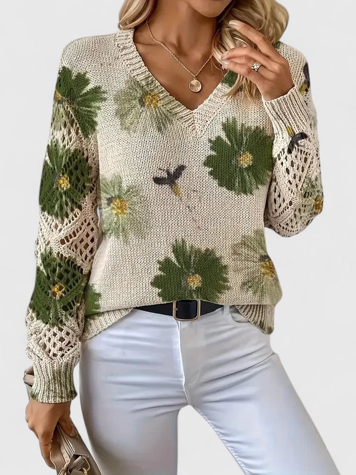 Aurélie | Pulover elegant cu imprimeu floral