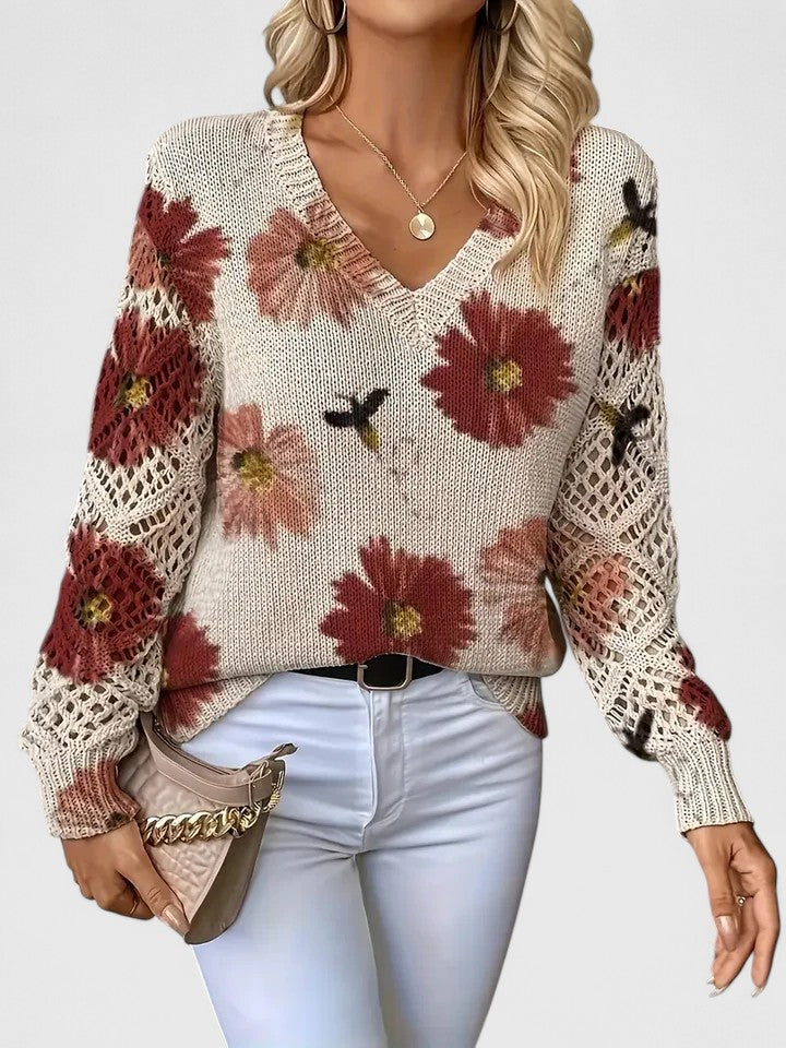 Aurélie | Pulover elegant cu imprimeu floral