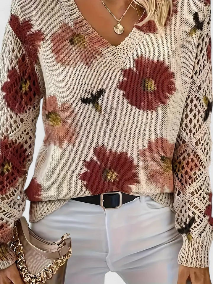 Aurélie | Pulover elegant cu imprimeu floral