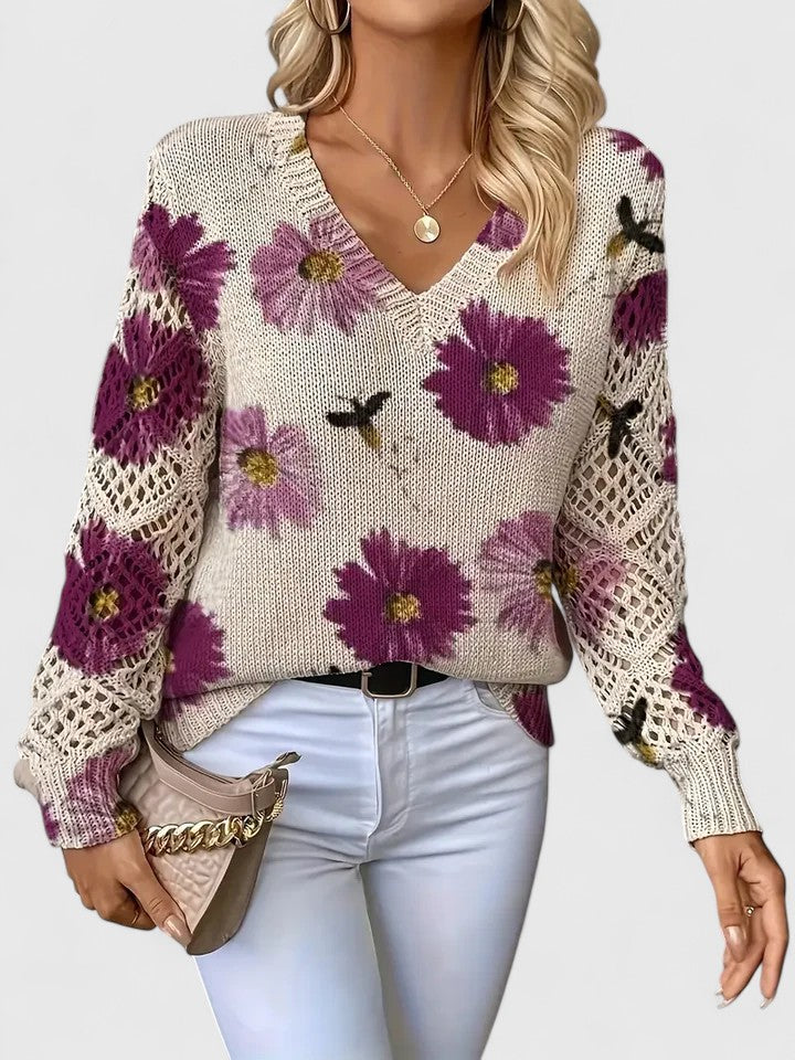Aurélie | Pulover elegant cu imprimeu floral