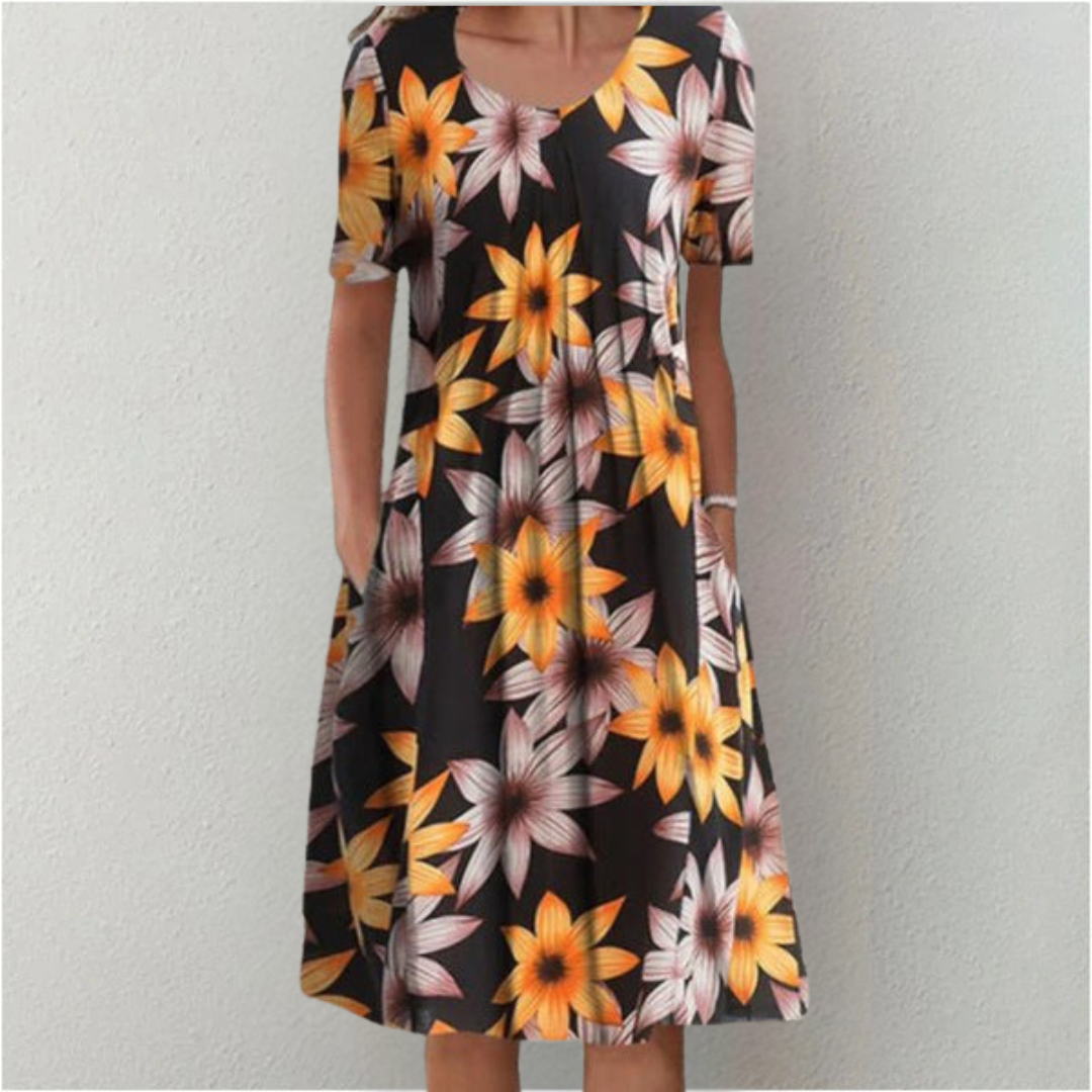 Fluture™ | Rochie Florală Elegantă și Casual cu Buzunare