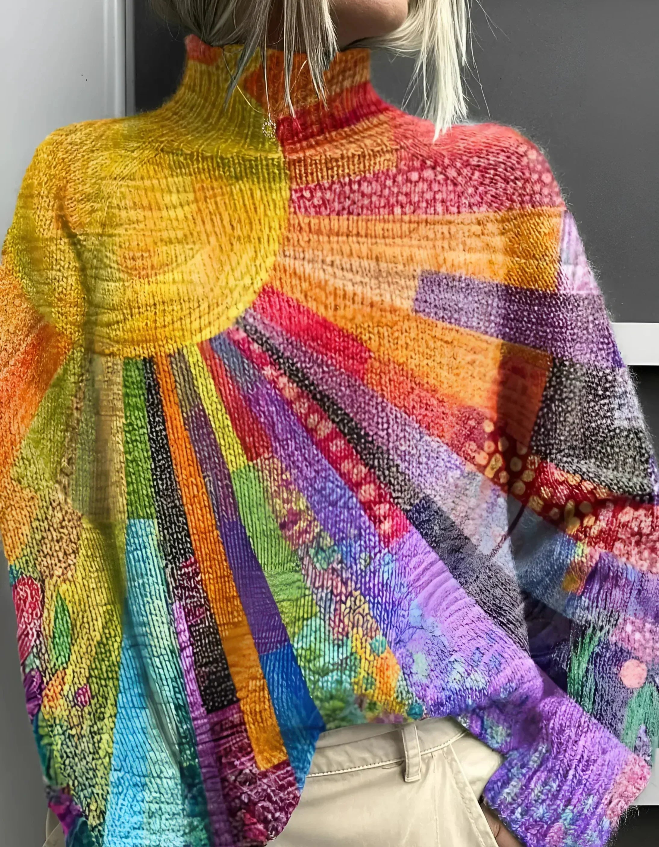 Ada - Pulover cu guler înalt, colorat și vesel